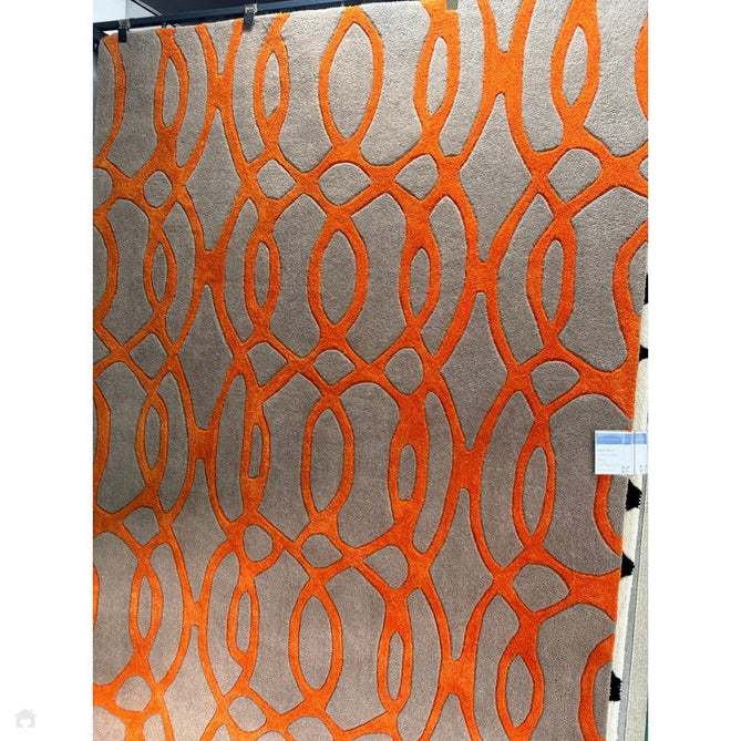 Matrix MAX37 Wire Modern Geometric Hand-Woven High-Density Soft Textured Wool&Viscose Mix Orange/Beige/Light Brown Rug-Asiatic Carpets-Rug Love - The Most Loved Rug Store