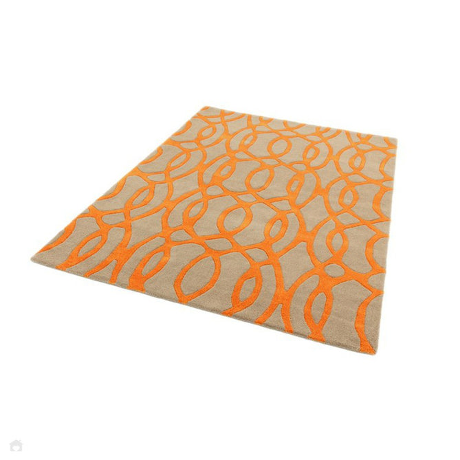 Matrix MAX37 Wire Modern Geometric Hand-Woven High-Density Soft Textured Wool&Viscose Mix Orange/Beige/Light Brown Rug-Asiatic Carpets-Rug Love - The Most Loved Rug Store