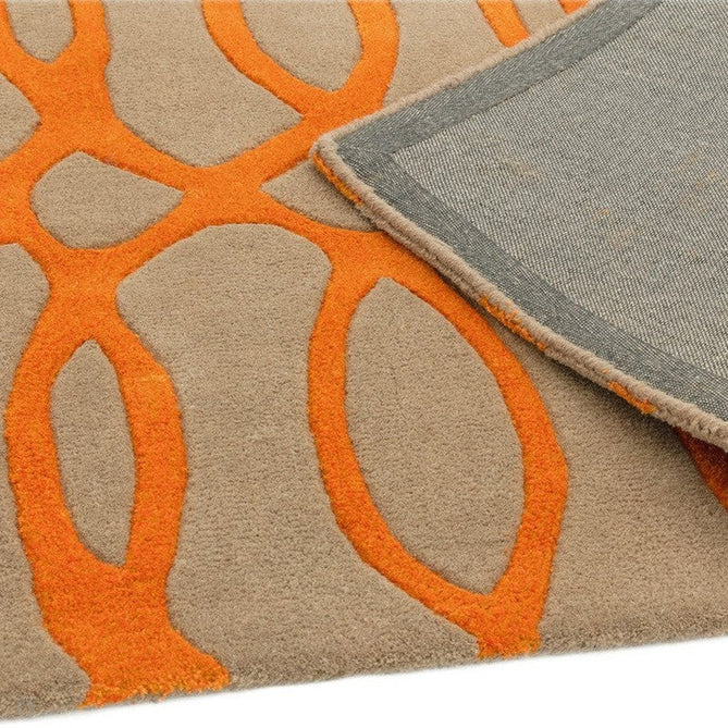 Matrix MAX37 Wire Modern Geometric Hand-Woven High-Density Soft Textured Wool&Viscose Mix Orange/Beige/Light Brown Rug-Asiatic Carpets-Rug Love - The Most Loved Rug Store