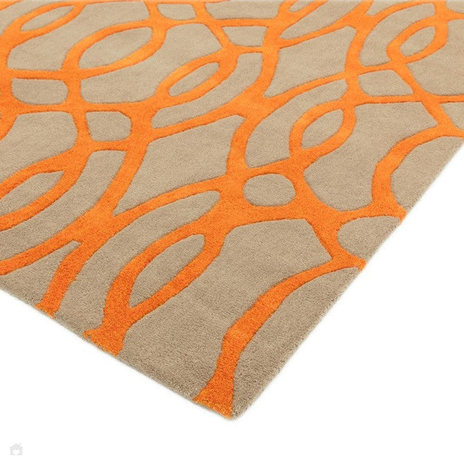 Matrix MAX37 Wire Modern Geometric Hand-Woven High-Density Soft Textured Wool&Viscose Mix Orange/Beige/Light Brown Rug-Asiatic Carpets-Rug Love - The Most Loved Rug Store