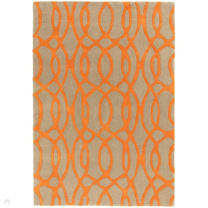 Matrix MAX37 Wire Modern Geometric Hand-Woven High-Density Soft Textured Wool&Viscose Mix Orange/Beige/Light Brown Rug-Asiatic Carpets-Rug Love - The Most Loved Rug Store