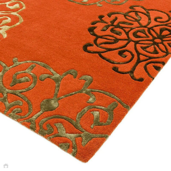 Matrix MAX43 Tangier Modern Geometric Hand-Woven High-Density Soft Textured Wool&Viscose Mix Terracotta Orange/Multi Rug-Asiatic Carpets-Rug Love - The Most Loved Rug Store