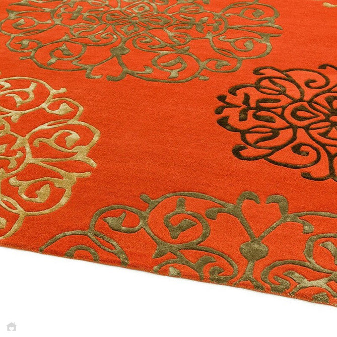 Matrix MAX43 Tangier Modern Geometric Hand-Woven High-Density Soft Textured Wool&Viscose Mix Terracotta Orange/Multi Rug-Asiatic Carpets-Rug Love - The Most Loved Rug Store