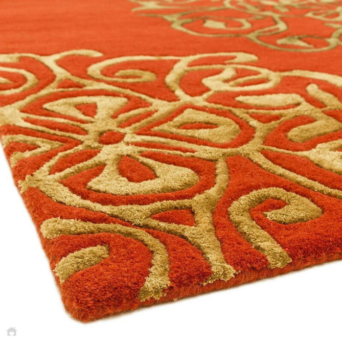 Matrix MAX43 Tangier Modern Geometric Hand-Woven High-Density Soft Textured Wool&Viscose Mix Terracotta Orange/Multi Rug-Asiatic Carpets-Rug Love - The Most Loved Rug Store