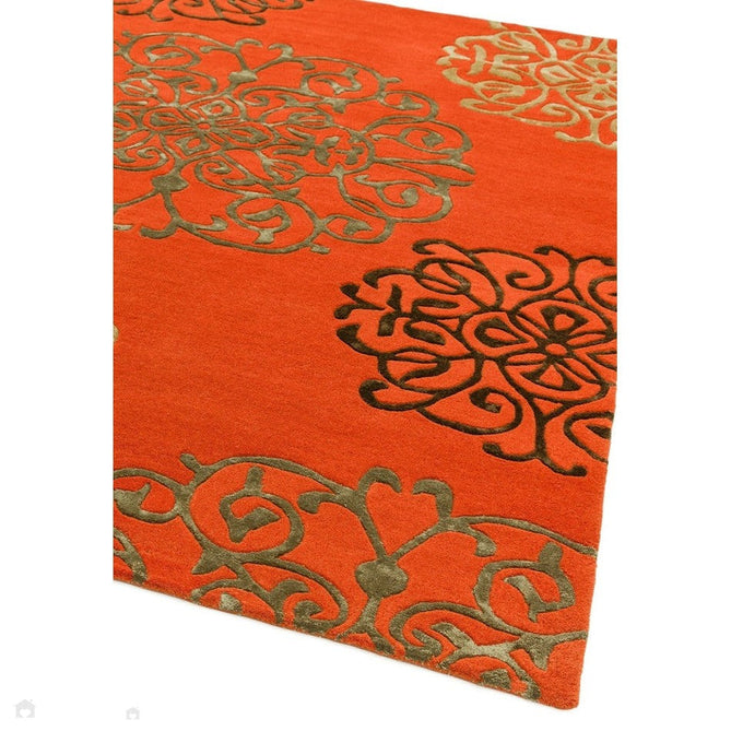 Matrix MAX43 Tangier Modern Geometric Hand-Woven High-Density Soft Textured Wool&Viscose Mix Terracotta Orange/Multi Rug-Asiatic Carpets-Rug Love - The Most Loved Rug Store