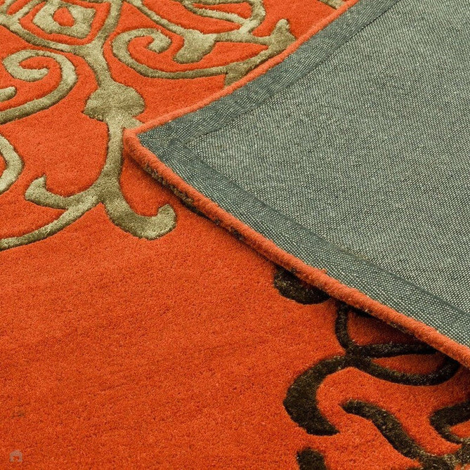 Matrix MAX43 Tangier Modern Geometric Hand-Woven High-Density Soft Textured Wool&Viscose Mix Terracotta Orange/Multi Rug-Asiatic Carpets-Rug Love - The Most Loved Rug Store