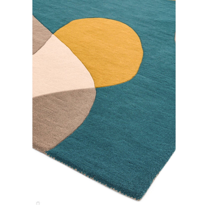 Matrix MAX54 Arc Modern Geometric Hand-Woven High-Density Soft Textured Wool&Viscose Mix Taupe/Teal/Yellow/Multi Rug-Asiatic Carpets-Rug Love - The Most Loved Rug Store