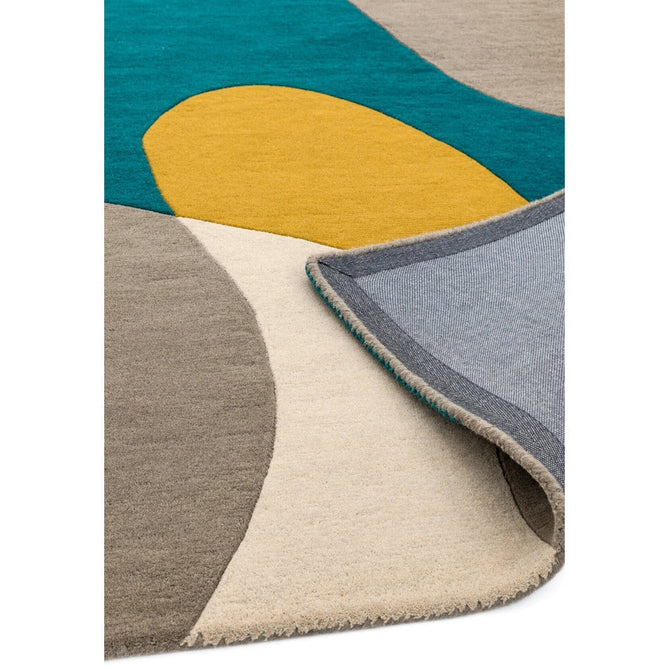 Matrix MAX54 Arc Modern Geometric Hand-Woven High-Density Soft Textured Wool&Viscose Mix Taupe/Teal/Yellow/Multi Rug-Asiatic Carpets-Rug Love - The Most Loved Rug Store