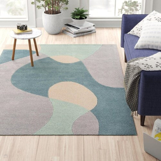 Matrix MAX56 Arc Modern Geometric Hand-Woven High-Density Soft Textured Wool&Viscose Mix Sky/Multi Rug-Asiatic Carpets-Rug Love - The Most Loved Rug Store