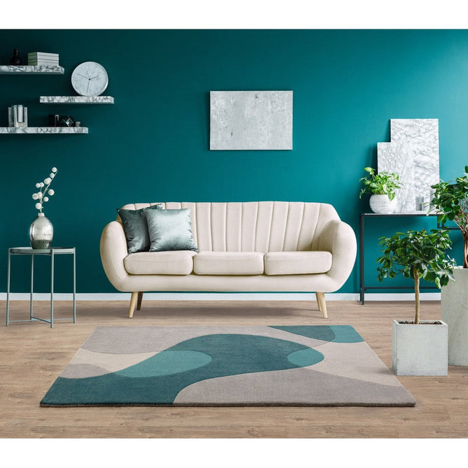 Matrix MAX57 Arc Modern Geometric Hand-Woven High-Density Soft Textured Wool&Viscose Mix Teal/Multi Rug-Asiatic Carpets-Rug Love - The Most Loved Rug Store