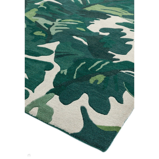 Matrix MAX73 Palm Modern Floral Abstract Hand-Woven High-Density Soft Textured Wool&Viscose Mix Green/Multi Rug-Asiatic Carpets-Rug Love - The Most Loved Rug Store