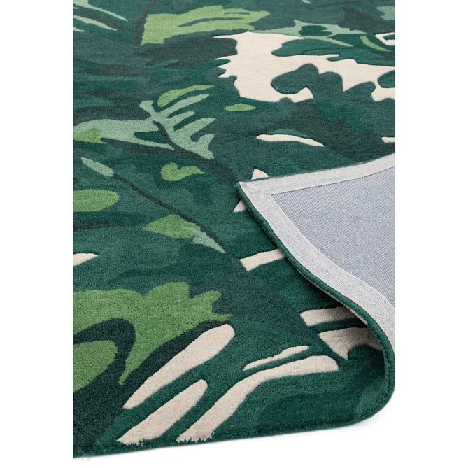 Matrix MAX73 Palm Modern Floral Abstract Hand-Woven High-Density Soft Textured Wool&Viscose Mix Green/Multi Rug-Asiatic Carpets-Rug Love - The Most Loved Rug Store