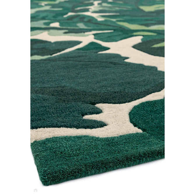 Matrix MAX73 Palm Modern Floral Abstract Hand-Woven High-Density Soft Textured Wool&Viscose Mix Green/Multi Rug-Asiatic Carpets-Rug Love - The Most Loved Rug Store