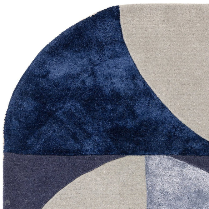 Matrix MAX74 Oval Modern Geometric Hand-Woven High-Density Soft Textured Wool&Viscose Mix Indigo Blue Rug-Asiatic Carpets-Rug Love - The Most Loved Rug Store