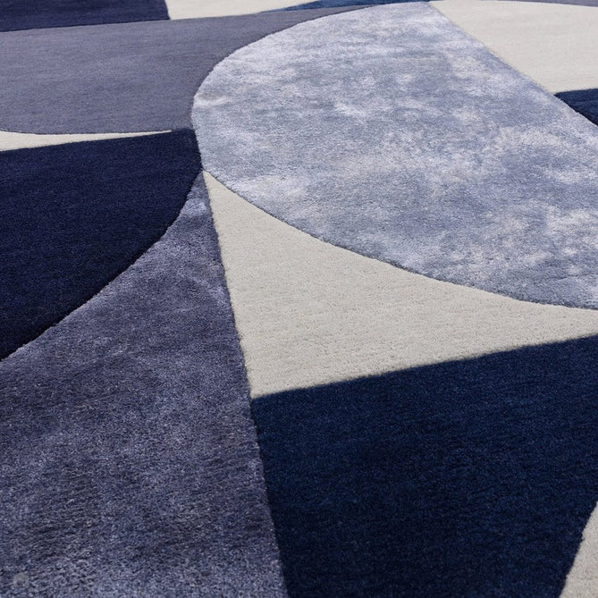 Matrix MAX74 Oval Modern Geometric Hand-Woven High-Density Soft Textured Wool&Viscose Mix Indigo Blue Rug-Asiatic Carpets-Rug Love - The Most Loved Rug Store