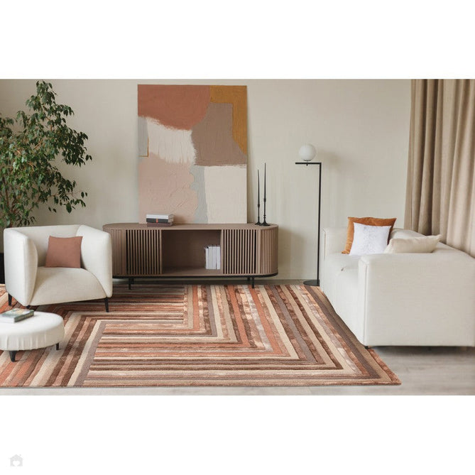 Matrix MAX80 Network Modern Geometric Hand-Woven High-Density Soft Textured Wool&Viscose Mix Terracotta Rug-Asiatic Carpets-Rug Love - The Most Loved Rug Store