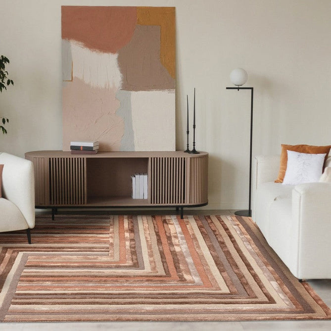 Matrix MAX80 Network Modern Geometric Hand-Woven High-Density Soft Textured Wool&Viscose Mix Terracotta Rug-Asiatic Carpets-Rug Love - The Most Loved Rug Store