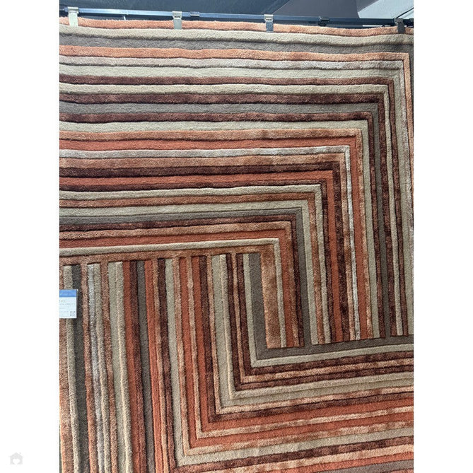 Matrix MAX80 Network Modern Geometric Hand-Woven High-Density Soft Textured Wool&Viscose Mix Terracotta Rug-Asiatic Carpets-Rug Love - The Most Loved Rug Store