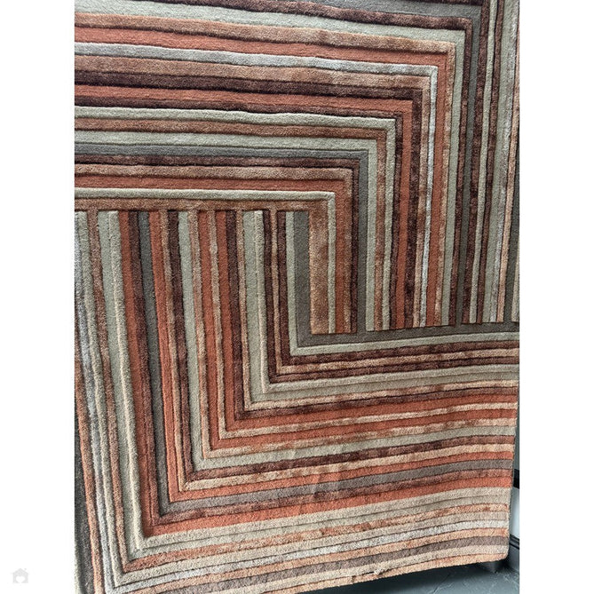 Matrix MAX80 Network Modern Geometric Hand-Woven High-Density Soft Textured Wool&Viscose Mix Terracotta Rug-Asiatic Carpets-Rug Love - The Most Loved Rug Store