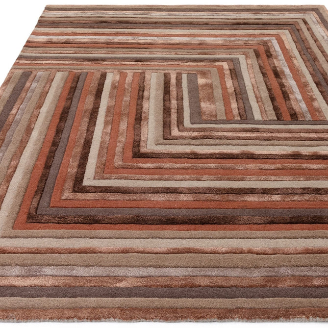 Matrix MAX80 Network Modern Geometric Hand-Woven High-Density Soft Textured Wool&Viscose Mix Terracotta Rug-Asiatic Carpets-Rug Love - The Most Loved Rug Store