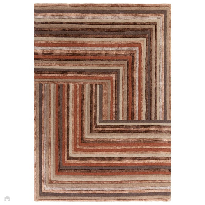 Matrix MAX80 Network Modern Geometric Hand-Woven High-Density Soft Textured Wool&Viscose Mix Terracotta Rug-Asiatic Carpets-Rug Love - The Most Loved Rug Store