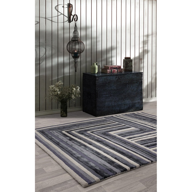 Matrix MAX81 Network Modern Geometric Hand-Woven High-Density Soft Textured Wool&Viscose Mix Indigo Rug-Asiatic Carpets-Rug Love - The Most Loved Rug Store