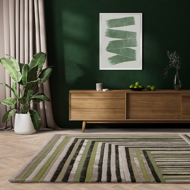 Matrix MAX82 Network Modern Geometric Hand-Woven High-Density Soft Textured Wool&Viscose Mix Forest Green Rug-Asiatic Carpets-Rug Love - The Most Loved Rug Store