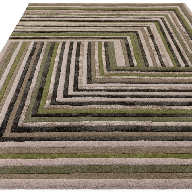 Matrix MAX82 Network Modern Geometric Hand-Woven High-Density Soft Textured Wool&Viscose Mix Forest Green Rug-Asiatic Carpets-Rug Love - The Most Loved Rug Store