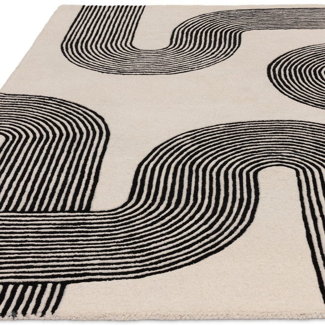 Matrix MAX87 Arches Modern Geometric Hand-Woven High-Density Soft Textured Wool&Viscose Mix Black Rug-Asiatic Carpets-Rug Love - The Most Loved Rug Store