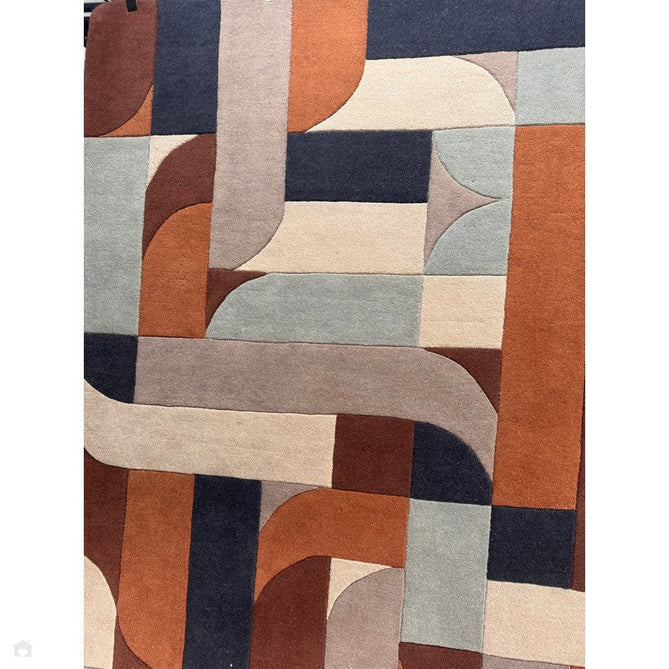 Matrix MAX88 Klotski Modern Geometric Hand-Woven High-Density Soft Textured Wool&Viscose Mix Terracotta/Multi Rug-Asiatic Carpets-Rug Love - The Most Loved Rug Store