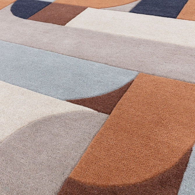 Matrix MAX88 Klotski Modern Geometric Hand-Woven High-Density Soft Textured Wool&Viscose Mix Terracotta/Multi Rug-Asiatic Carpets-Rug Love - The Most Loved Rug Store