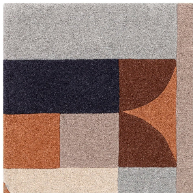 Matrix MAX88 Klotski Modern Geometric Hand-Woven High-Density Soft Textured Wool&Viscose Mix Terracotta/Multi Rug-Asiatic Carpets-Rug Love - The Most Loved Rug Store