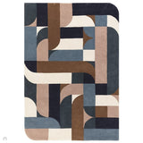 Matrix MAX89 Klotski Modern Geometric Hand-Woven High-Density Soft Textured Wool&Viscose Mix Teal/Multi Rug