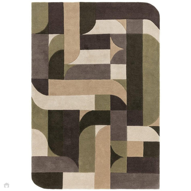 Matrix MAX90 Klotski Modern Geometric Hand-Woven High-Density Soft Textured Wool&Viscose Mix Sage Green Rug-Asiatic Carpets-Rug Love - The Most Loved Rug Store