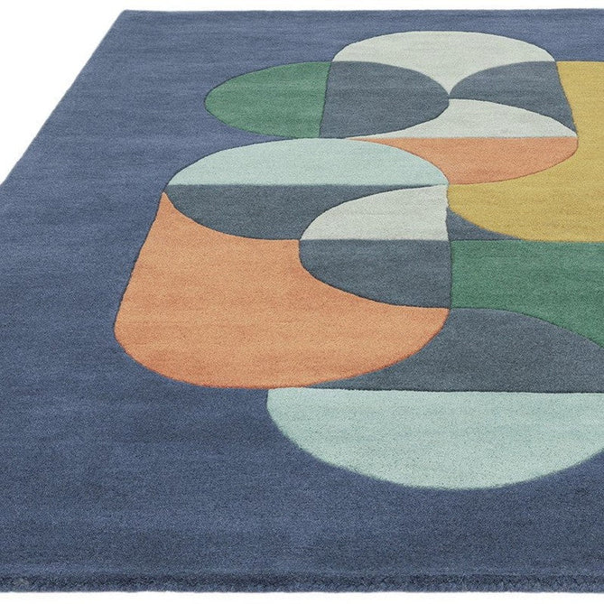 Matrix MAX91 Statement Modern Geometric Hand-Woven High-Density Soft Textured Wool&Viscose Mix Navy Blue/Multi Rug-Asiatic Carpets-Rug Love - The Most Loved Rug Store