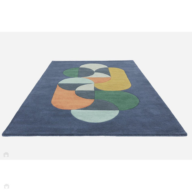 Matrix MAX91 Statement Modern Geometric Hand-Woven High-Density Soft Textured Wool&Viscose Mix Navy Blue/Multi Rug-Asiatic Carpets-Rug Love - The Most Loved Rug Store