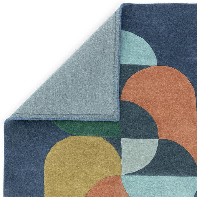 Matrix MAX91 Statement Modern Geometric Hand-Woven High-Density Soft Textured Wool&Viscose Mix Navy Blue/Multi Rug-Asiatic Carpets-Rug Love - The Most Loved Rug Store