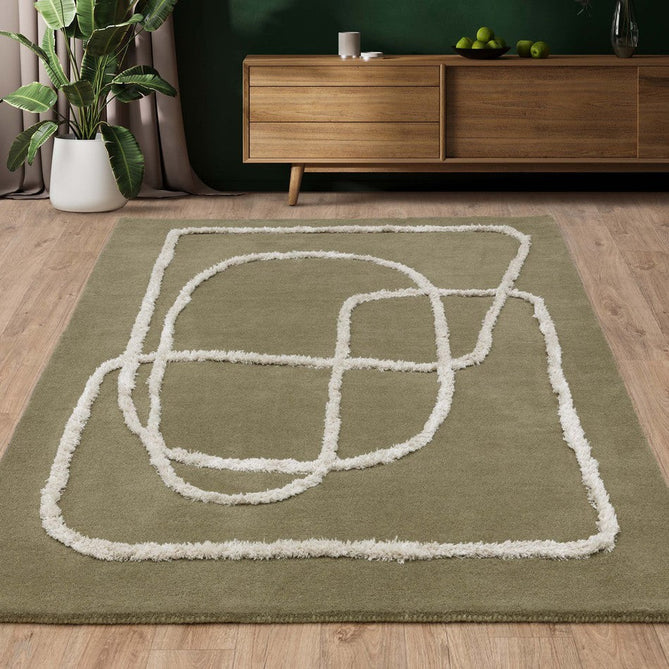 Matrix MAX93 Infinity Modern Geometric Hand-Woven High-Density Soft Textured Wool&Viscose Mix Sage Green Rug-Asiatic Carpets-Rug Love - The Most Loved Rug Store