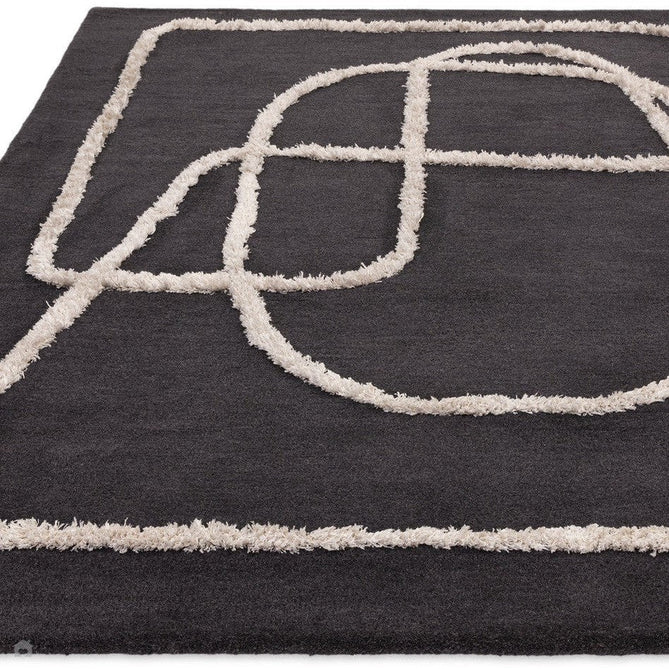 Matrix MAX94 Infinity Modern Geometric Hand-Woven High-Density Soft Textured Wool&Viscose Mix Charcoal Grey/Cream Rug 120x170 cm-Shop Returns-Rug Love - The Most Loved Rug Store