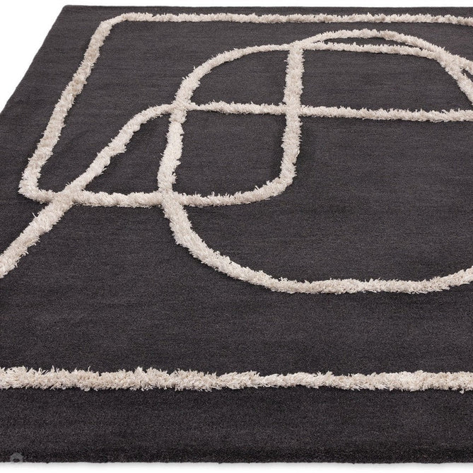 Matrix MAX94 Infinity Modern Geometric Hand-Woven High-Density Soft Textured Wool&Viscose Mix Charcoal Grey/Cream Rug-Asiatic Carpets-Rug Love - The Most Loved Rug Store