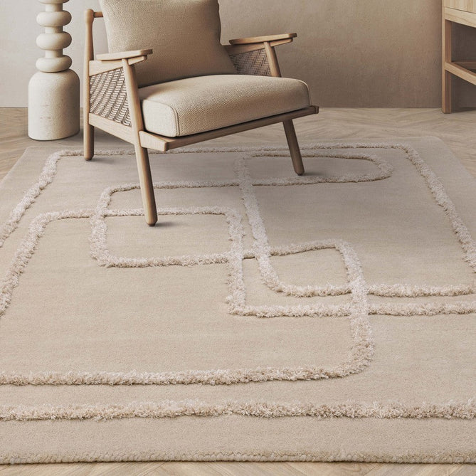 Matrix MAX95 Infinity Modern Geometric Hand-Woven High-Density Soft Textured Wool&Viscose Mix Sand Rug-Asiatic Carpets-Rug Love - The Most Loved Rug Store