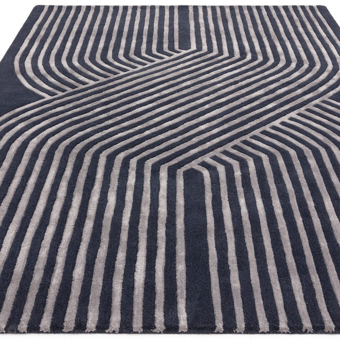 Matrix MAX97 Solsitice Modern Geometric Hand-Woven High-Density Soft Textured Wool&Viscose Mix Navy/Grey Rug-Asiatic Carpets-Rug Love - The Most Loved Rug Store