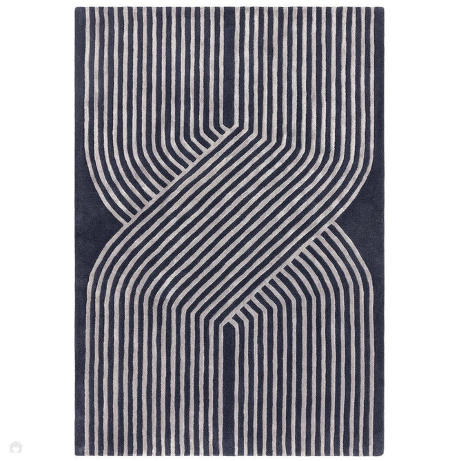 Matrix MAX97 Solsitice Modern Geometric Hand-Woven High-Density Soft Textured Wool&Viscose Mix Navy/Grey Rug-Asiatic Carpets-Rug Love - The Most Loved Rug Store