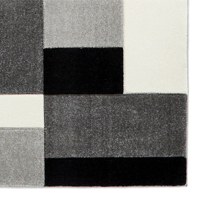 Matrix MT61 Modern Geometric Blocks Soft Hand-Carved Grey/Black/Cream Rug-Think Rugs-Rug Love - The Most Loved Rug Store