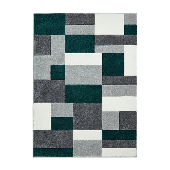 Matrix MT61 Modern Geometric Blocks Soft Hand-Carved Grey/Green/Cream Rug-Think Rugs-Rug Love - The Most Loved Rug Store