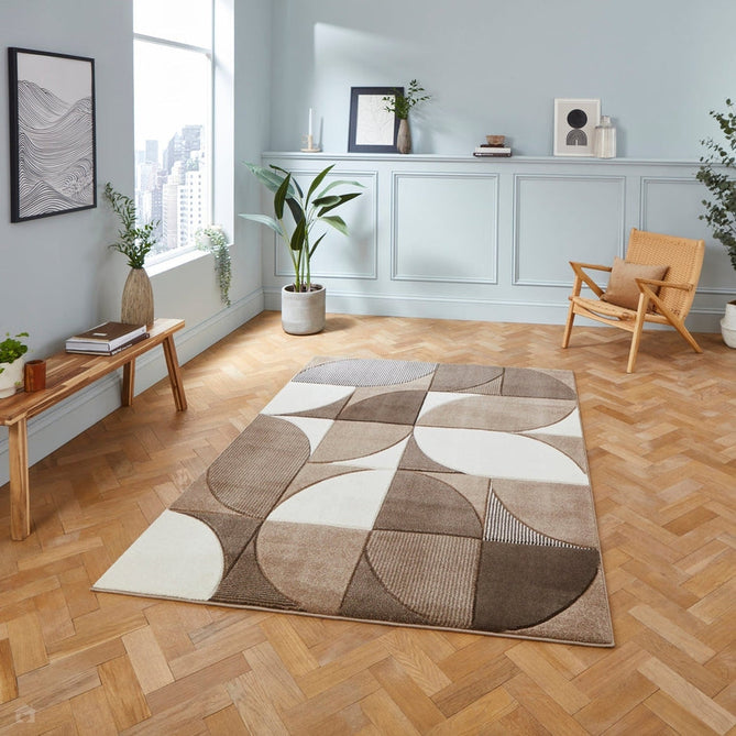 Matrix MT63 Modern Geometric Soft Hand-Carved Beige/Brown/Cream Rug-Think Rugs-Rug Love - The Most Loved Rug Store