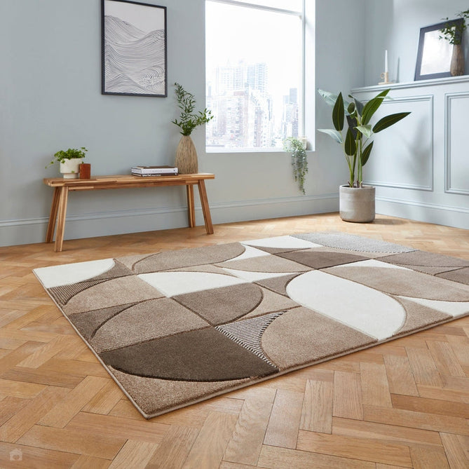 Matrix MT63 Modern Geometric Soft Hand-Carved Beige/Brown/Cream Rug-Think Rugs-Rug Love - The Most Loved Rug Store