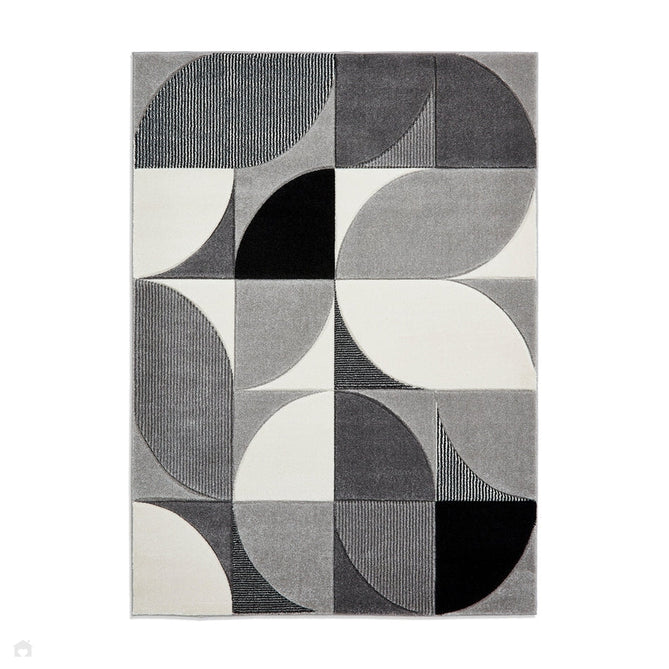 Matrix MT63 Modern Geometric Soft Hand-Carved Grey/Black/Cream Rug-Think Rugs-Rug Love - The Most Loved Rug Store