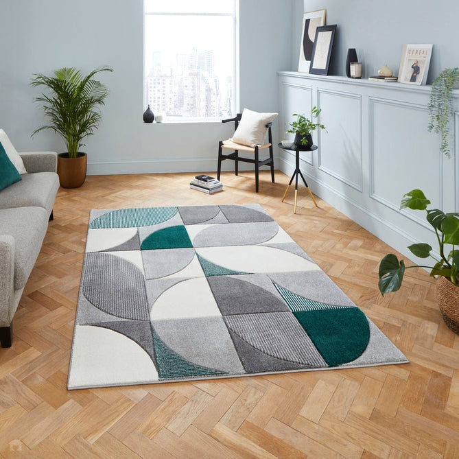 Matrix MT63 Modern Geometric Soft Hand-Carved Grey/Green/Cream Rug-Think Rugs-Rug Love - The Most Loved Rug Store