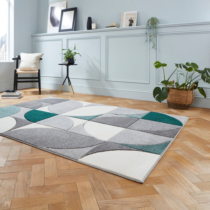 Matrix MT63 Modern Geometric Soft Hand-Carved Grey/Green/Cream Rug-Think Rugs-Rug Love - The Most Loved Rug Store